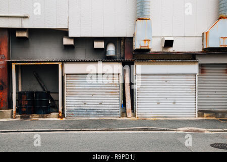 Shutter door closed factory building Stock Photo
