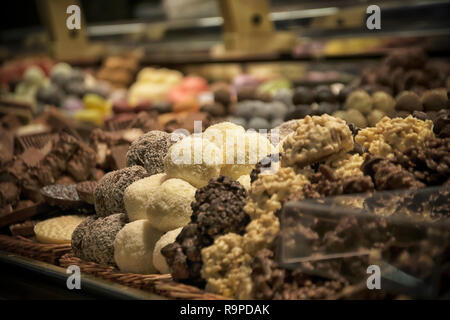 Various cakes and cookies on a marketplace Stock Photo