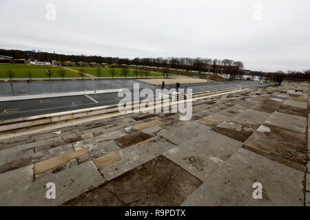 The former grandstand of Nazi party rally grounds at Zeppelinfeld in Nuremberg. Bavaria, Germany. Stock Photo