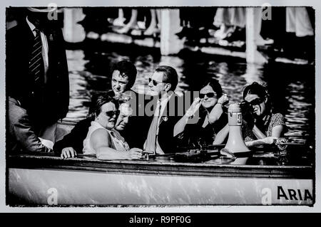 Henley on Thames,  GREAT BRITAIN,  2nd July 2006, International Olympic Committee,  President, Dr Jacques ROGGE,  takes a trip in,  'Ariadne', during the Annual Henley Royal Regatta,  'Film Noir Style Photography', © Peter SPURRIER, Stock Photo