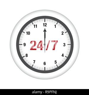 clock icon round timer 24 hours 7 days vector illustration EPS10 Stock Vector