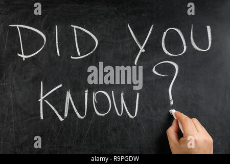 Hand writing Did you know question on blackboard or chalkboard Stock Photo
