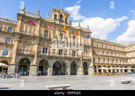 Main square called in Spanish Plaza Mayor in Salamanca, Spain Stock Photo