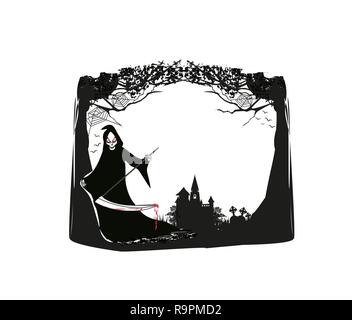 Grim reaper - black and white frame Stock Vector
