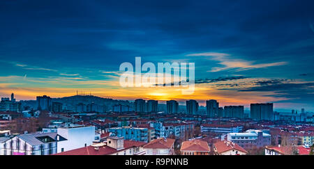 Ankara/Turkey-December 26 2018: City view (Dikmen, keklik pinari) from Atakule Tower Stock Photo
