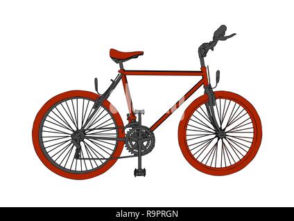 Red bicycle isolated on the white background Stock Vector