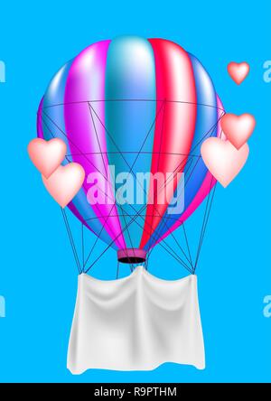 balloon and hearts against the blue sky Stock Vector