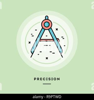 Precision, flat design thin line banner. Vector illustration. Stock Vector