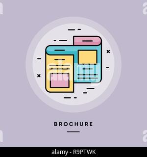 Brochure, flat design thin line banner. Vector illustration. Stock Vector