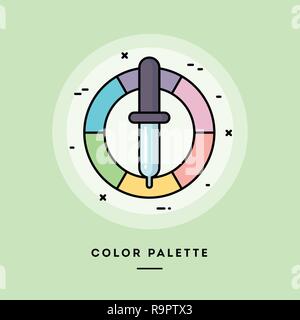 Color palette, flat design thin line banner. Vector illustration. Stock Vector
