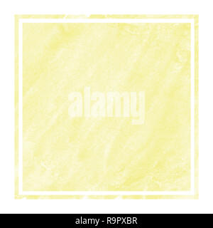Yellow hand drawn watercolor rectangular frame background texture with stains. Modern design element Stock Photo