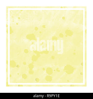 Yellow hand drawn watercolor rectangular frame background texture with stains. Modern design element Stock Photo