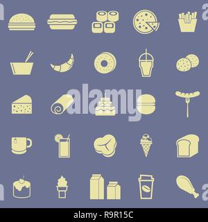 Popular food color icons on blue background, stock vector Stock Vector