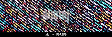 Javascript functions, variables, objects. Monitor closeup of function source code. IT specialist workplace. Big data and Internet of things trend. HTM Stock Photo