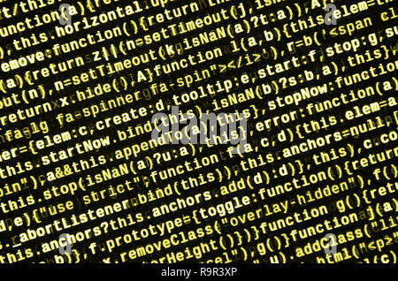 Computer program preview. Programming code typing. Information technology website coding standards for web design Modern tech. CSS, JavaScript and HTM Stock Photo