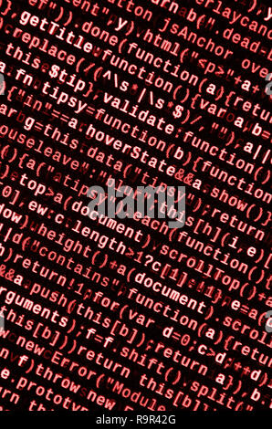 Computer program preview. Programming code typing. Information technology website coding standards for web design Modern tech. CSS, JavaScript and HTM Stock Photo