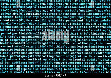 Computer program preview. Programming code typing. Information technology website coding standards for web design Modern tech. CSS, JavaScript and HTM Stock Photo