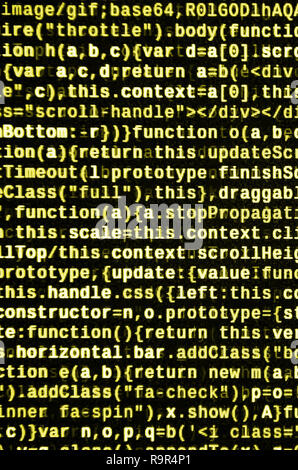 Javascript functions, variables, objects. Monitor closeup of function source code. IT specialist workplace. Big data and Internet of things trend. HTM Stock Photo