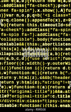 Javascript functions, variables, objects. Monitor closeup of function source code. IT specialist workplace. Big data and Internet of things trend. HTM Stock Photo