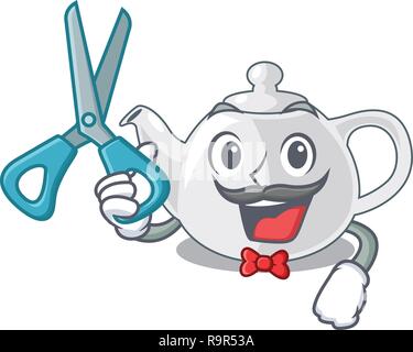 Barber porcelain teapot with a pattern cartoon Stock Vector