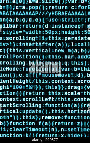Javascript functions, variables, objects. Monitor closeup of function source code. IT specialist workplace. Big data and Internet of things trend. HTM Stock Photo