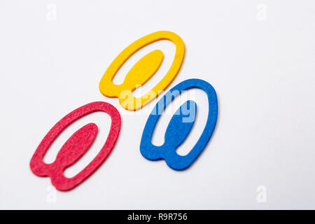 Red Clip, Yellow Clip, Blue Clip Stock Photo