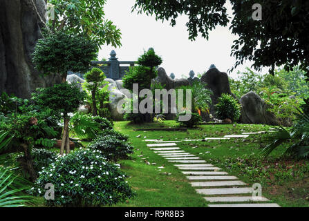 secret summer garden buddhist temple backyard Stock Photo