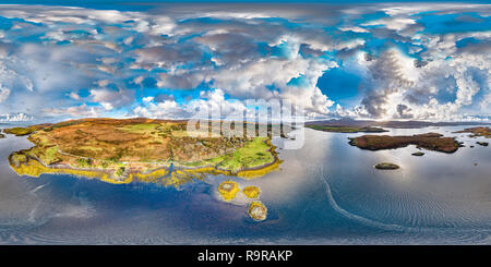 Aerial autumn view of Dunvegan Castle, Isle of Skye - Scotland Stock Photo