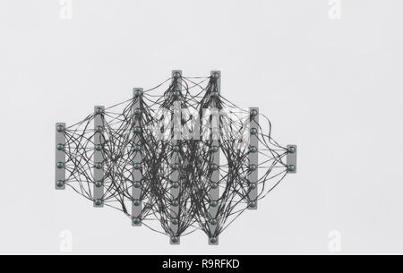 Neural net. Neuron network. Deep learning. Cognitive technology concept. 3d render Stock Photo