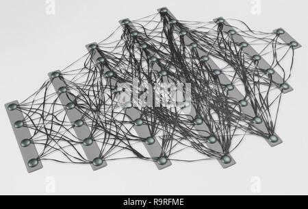 Neural net. Neuron network. Deep learning. Cognitive technology concept. 3d render Stock Photo
