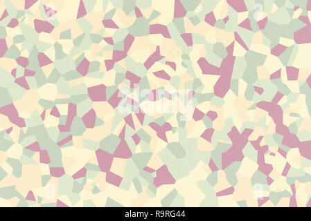 Yellow Green mosaic of abstract geometrical shapes with China Rose, Medium Champagne, Sage, Peach-Orange, Dark Sea Green colors, watercolor paper text Stock Photo