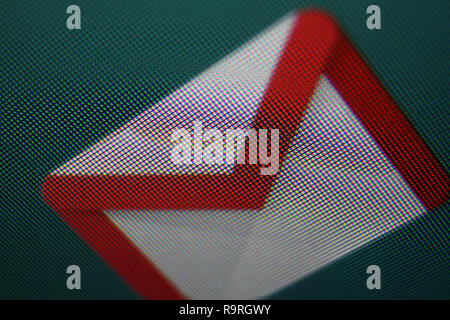 Google gmail icon on screen, close-up Stock Photo