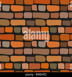 Simple style seamless cute cartoon brick wall texture. Stock Vector
