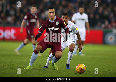 Swansea, UK. 26th Dec, 2018. Anwar El Ghazi of Aston Villa in action.EFL Skybet championship match, Swansea city v Aston Villa at the Liberty Stadium in Swansea, South Wales on Boxing day, Wed 26th December 2018. this image may only be used for Editorial purposes. Editorial use only, license required for commercial use. No use in betting, games or a single club/league/player publications. pic by Andrew Orchard/Andrew Orchard sports photography/Alamy Live news Credit: Andrew Orchard sports photography/Alamy Live News Stock Photo