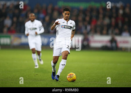 Swansea, UK. 26th Dec, 2018. Kyle Naughton of Swansea City in action. EFL Skybet championship match, Swansea city v Aston Villa at the Liberty Stadium in Swansea, South Wales on Boxing day, Wed 26th December 2018. this image may only be used for Editorial purposes. Editorial use only, license required for commercial use. No use in betting, games or a single club/league/player publications. pic by Andrew Orchard/Andrew Orchard sports photography/Alamy Live news Credit: Andrew Orchard sports photography/Alamy Live News Stock Photo