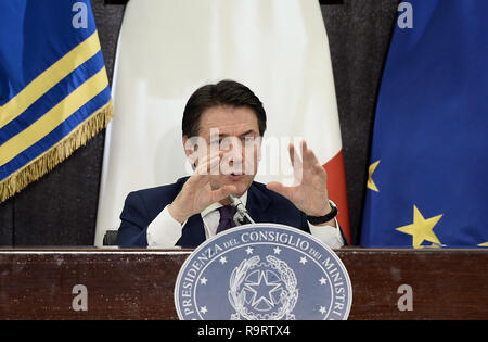 Rome, Italy. 28th Dec, 2018. Roma (Italy) Politic End of year Press Conference by Prime Minister Giuseppe Conte  In the pic Giuseppe Conte Credit: LaPresse/Alamy Live News Stock Photo