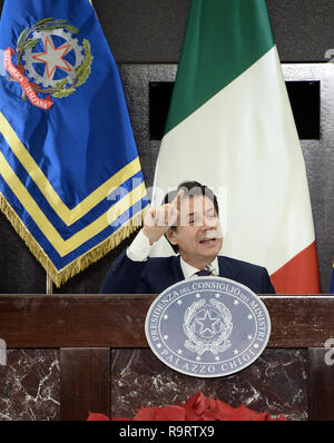 Rome, Italy. 28th Dec, 2018. Roma (Italy) Politic End of year Press Conference by Prime Minister Giuseppe Conte  In the pic Giuseppe Conte Credit: LaPresse/Alamy Live News Stock Photo