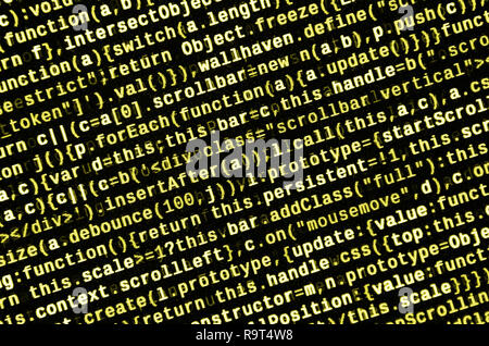 Computer program preview. Programming code typing. Information technology website coding standards for web design Modern tech. CSS, JavaScript and HTM Stock Photo
