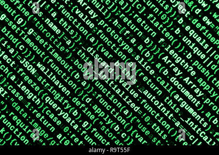 Javascript functions, variables, objects. Monitor closeup of function source code. IT specialist workplace. Big data and Internet of things trend. HTM Stock Photo