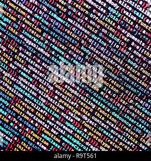 Javascript functions, variables, objects. Monitor closeup of function source code. IT specialist workplace. Big data and Internet of things trend. HTM Stock Photo