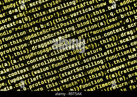 Computer program preview. Programming code typing. Information technology website coding standards for web design Modern tech. CSS, JavaScript and HTM Stock Photo