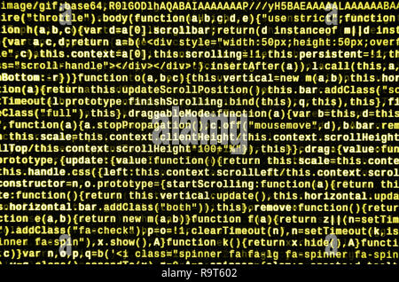 Javascript functions, variables, objects. Monitor closeup of function source code. IT specialist workplace. Big data and Internet of things trend. HTM Stock Photo