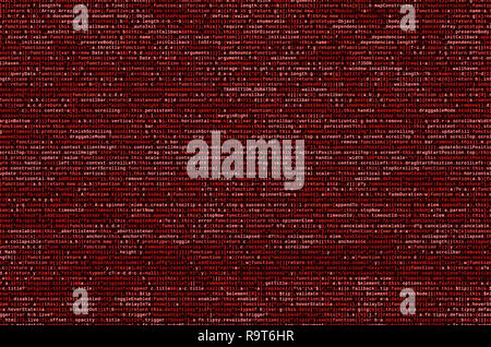 Javascript functions, variables, objects. Monitor closeup of function source code. IT specialist workplace. Big data and Internet of things trend. HTM Stock Photo
