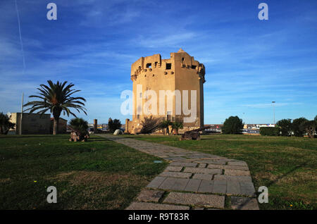 Porto Torres, Sardinia, Italy. Aragonese tower (1325) Stock Photo