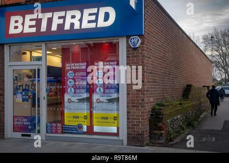 Betfred betting shop exterior in Portchester high street. Stock Photo