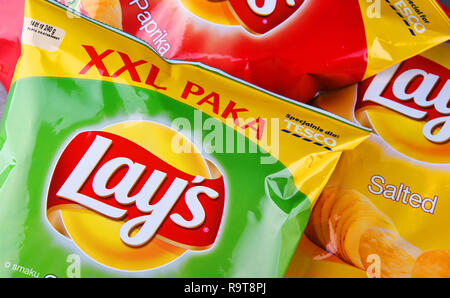 Poznan Pologne Juin 2018 Packets Lay's Poto Chips Marque