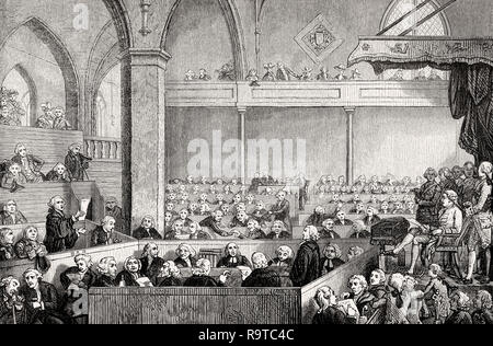 The General Assembly meeting at the Tron Kirk, Edinburgh in 1787 Stock Photo