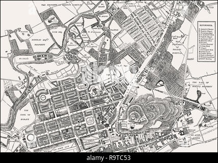 Ground plan of Edinburgh Castle. Scotland 1886 old antique map chart ...