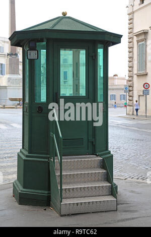 ROME, ITALY - JUNE 30: Guard booth in Rome on JUNE 30, 2014. Armored guard house at Quirinale in Rome, Italy. Stock Photo