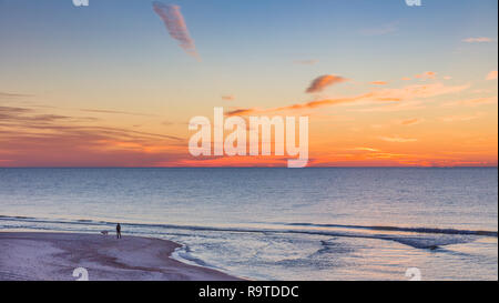 Sunrise over Gulf of Mexico on  St George Island in the panhandle or forgotten coast area of Florida in the United States Stock Photo